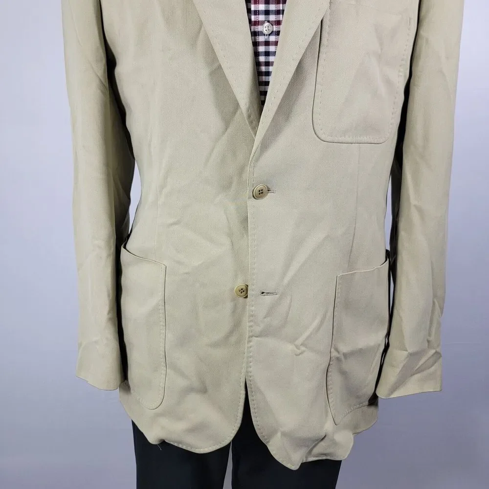 Nat Nast Men's Sport Coat Blazer Two Button Beige Twill 100%‎ Silk Size Medium